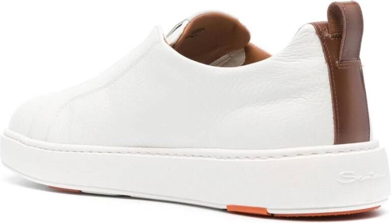 Santoni Witte Leren Slip-On Sneakers White Heren