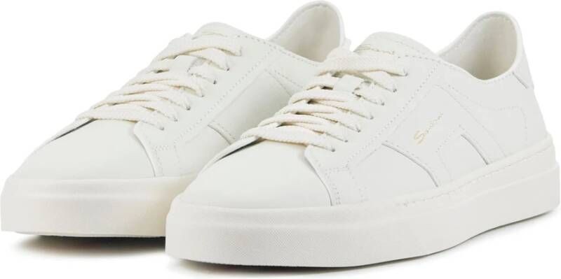 Santoni Witte Leren Sneakers White Heren