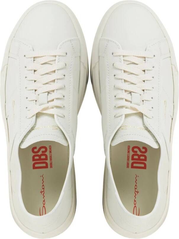Santoni Witte Leren Sneakers White Heren
