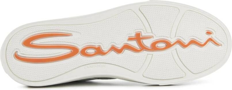 Santoni Witte Leren Sneakers White Heren