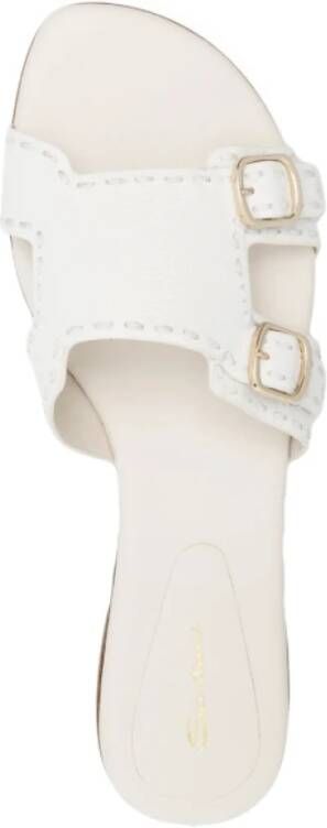 Santoni Witte Platte Sandalen met Gespdetail