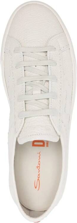 Santoni Witte Veterschoen met Rubberen Zool