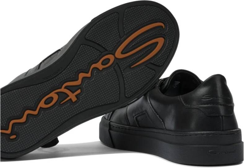 Santoni Zwarte Dubbele Gesp Sneakers