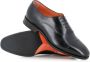 Santoni Zwarte Geborsteld Leren Oxford Schoenen - Thumbnail 2