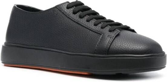 Santoni Zwarte Korrelige Leren Sneakers Flatform Zool