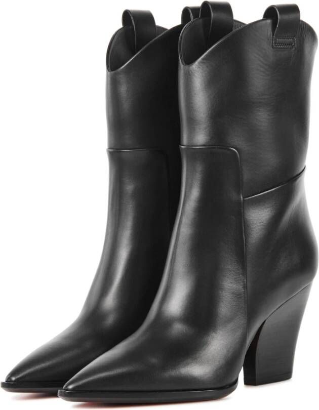 Santoni Zwarte Laarzen Leer Bestel Een Maat Kleiner Black Dames