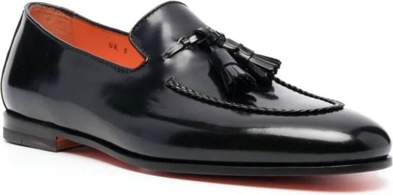 Santoni Zwarte lakleren loafers Black Heren