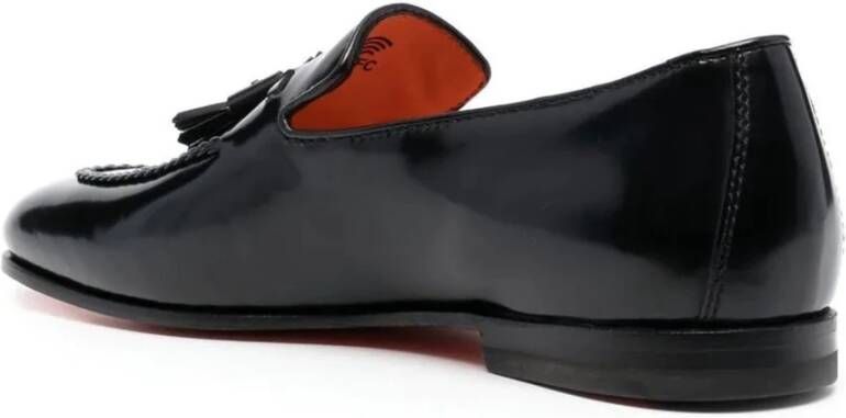 Santoni Zwarte lakleren loafers Black Heren