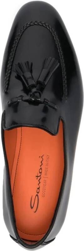 Santoni Zwarte lakleren loafers Black Heren