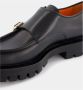 Santoni Zwarte Leren Dubbele Gespschoenen - Thumbnail 2