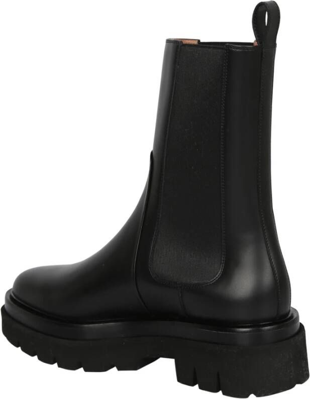 Santoni Zwarte leren enkellaarsjes
