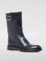 Santoni Zwarte Leren Enkellaarsjes met Gesp - Thumbnail 2