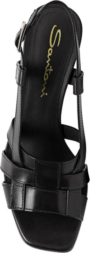 Santoni Zwarte leren hoge hak Beyond sandaal voor dames