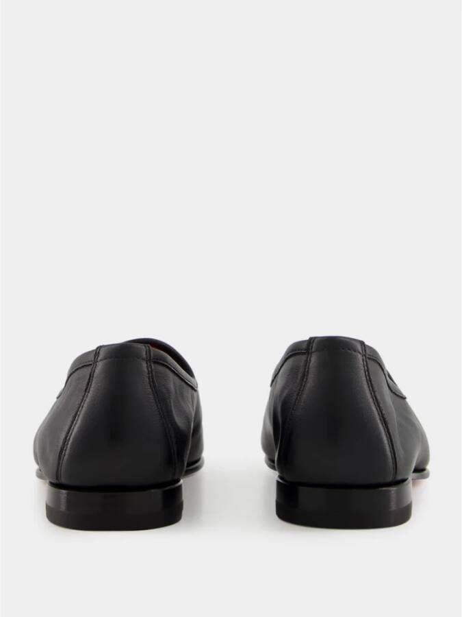 Santoni Zwarte leren kwastloafer