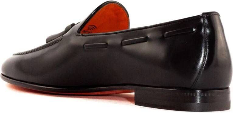 Santoni Zwarte leren loafer met kwastjes