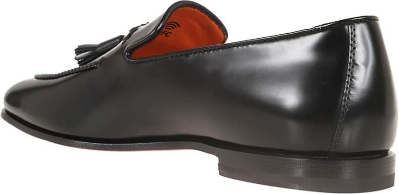 Santoni Zwarte Leren Loafers