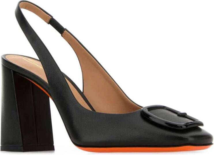 Santoni Zwarte Leren Peaches Pumps