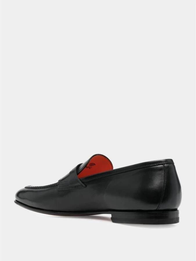 Santoni Zwarte leren Penny Loafers
