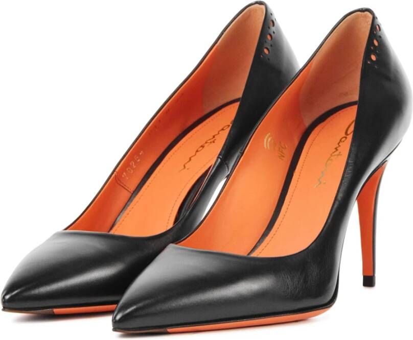 Santoni Zwarte Leren Pumps Black Dames