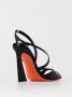 Santoni Zwarte Leren Sandalen met Hoge Hak - Thumbnail 2
