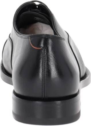 Santoni Zwarte Leren Veterschoenen