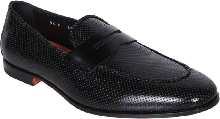 Santoni Zwarte Loafer Schoenen voor Mannen Black Heren