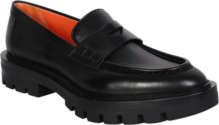 Santoni Zwarte Penny Loafer met Ronde Neus Black Dames