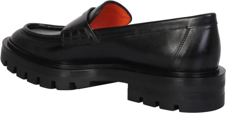 Santoni Zwarte Penny Loafer met Ronde Neus Black Dames