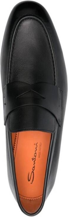 Santoni Zwart Kalfsleer Penny Slot Instapper Black Heren