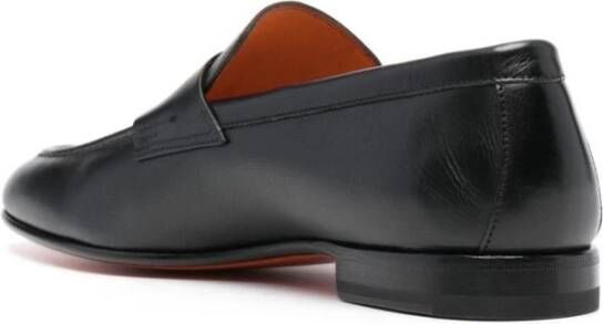 Santoni Zwart Kalfsleer Penny Slot Instapper Black Heren