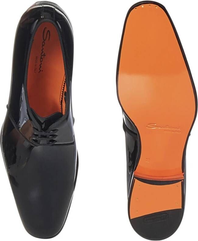 Santoni Zwarte Veterschoenen