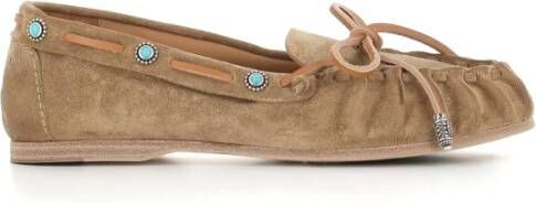 Sartore Beige Suède Sandalen met Blauwe Studs Beige Dames