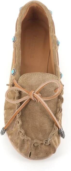 Sartore Beige Suède Sandalen met Blauwe Studs Beige Dames