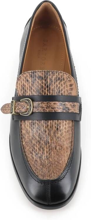 Sartore Zwarte leren sandalen met decoratieve gesp