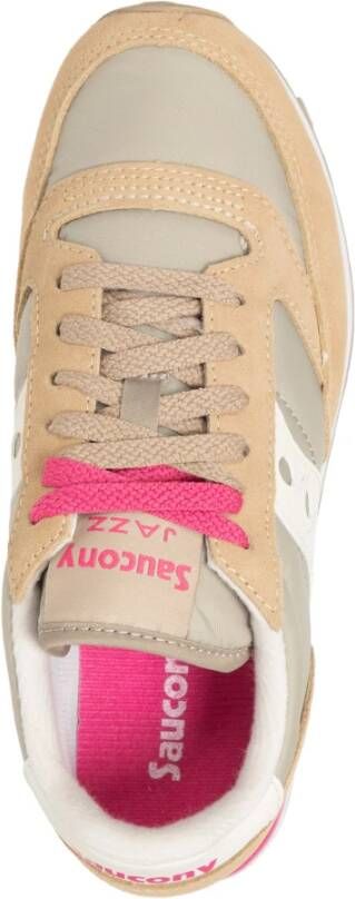 Saucony Eenvoudige Jazz Sneakers met Vetersluiting Beige Dames