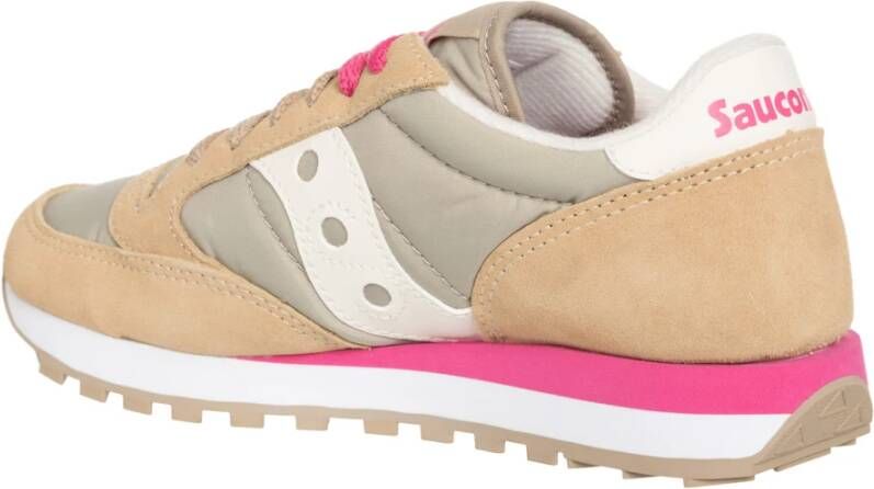 Saucony Eenvoudige Jazz Sneakers met Vetersluiting Beige Dames