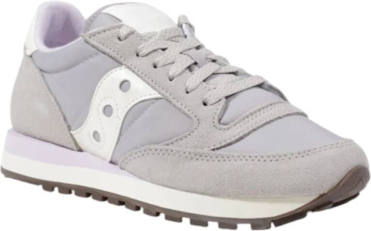 Saucony Grijze Leren Veterschoenen Gray Dames