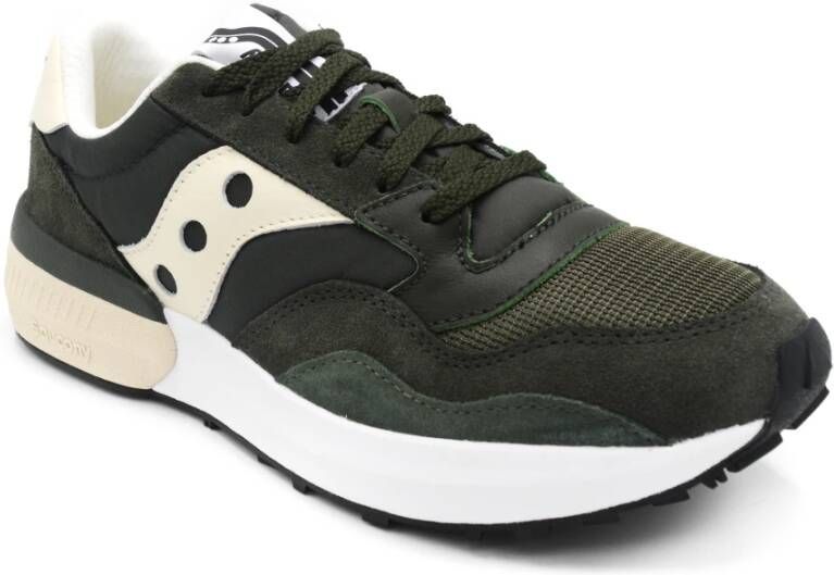 Saucony Groene Sneakers met Stoffen Voering en Rubberen Zool Groen Heren