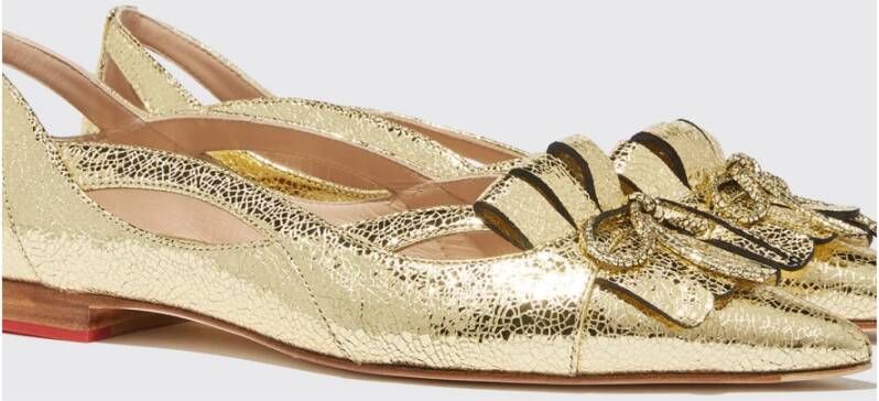 Scarosso 24K Golf Fringe Ballet Flats Geel Dames