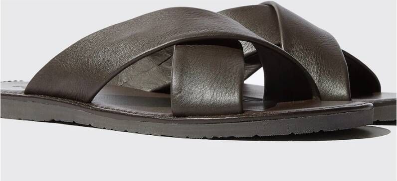 Scarosso Adriano Sliders Handgemaakte Italiaanse leren sandalen Bruin Heren