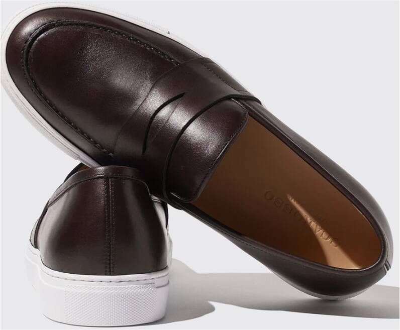 Scarosso Handgemaakte Penny Loafer Platform Sneakers Bruin Heren