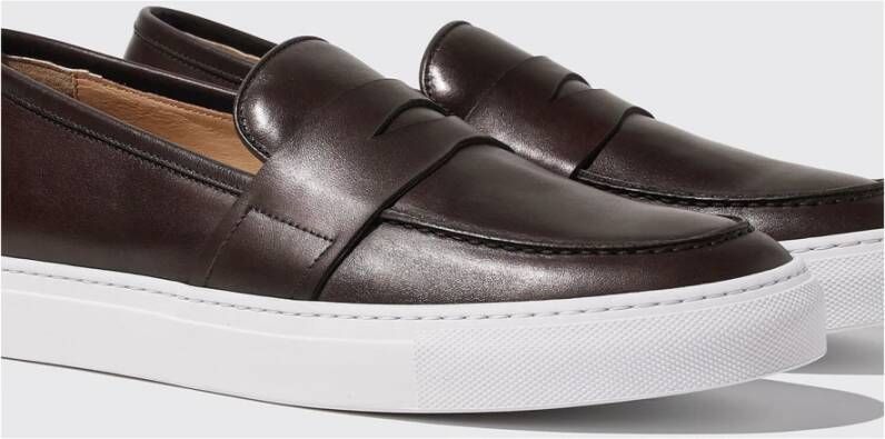 Scarosso Handgemaakte Penny Loafer Platform Sneakers Bruin Heren