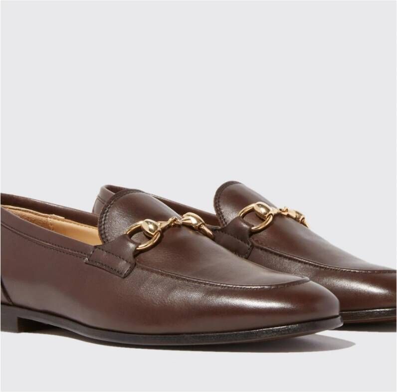 Scarosso Krokoprint Leren Loafers Brown Dames