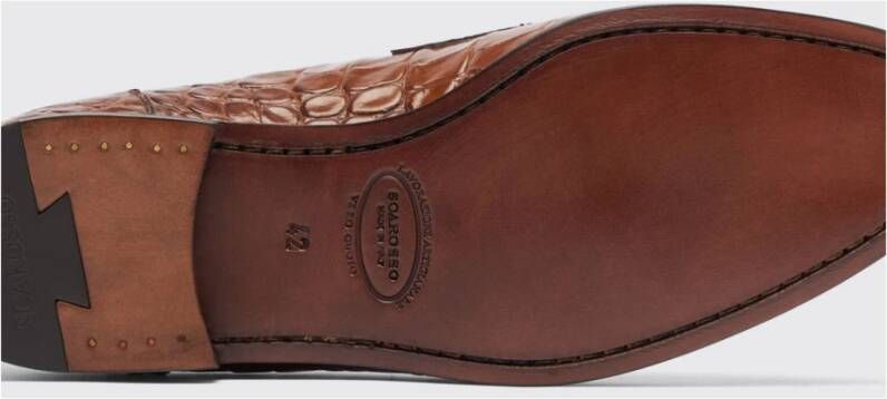 Scarosso Handgemaakte Italiaanse Leren Loafers Brown Heren