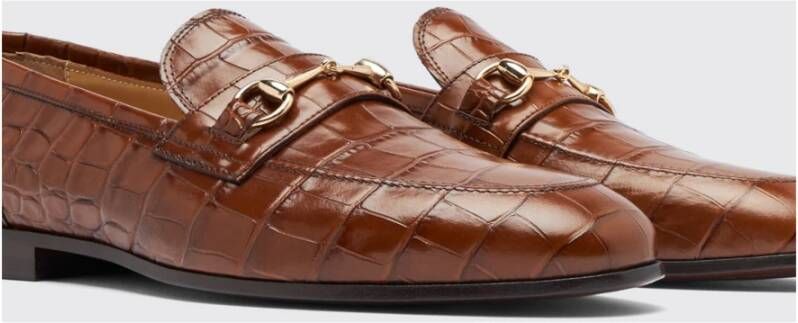 Scarosso Handgemaakte Italiaanse Leren Loafers Brown Heren