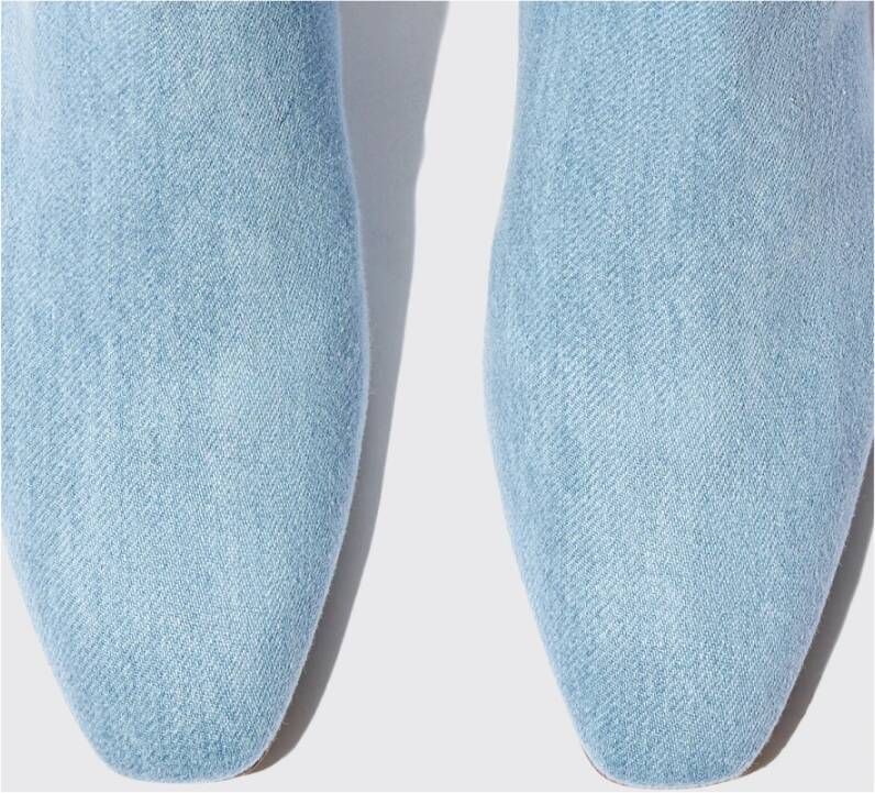 Scarosso Ambra Lichtblauwe Denim Enkelboot met Hak