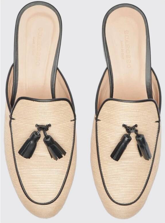 Scarosso Beige Straw Mules met Tassels Beige Dames