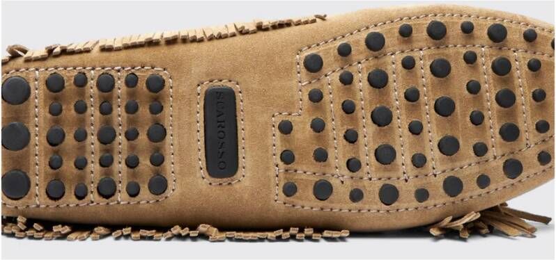Scarosso Beige Suède Rijdersschoenen met Franje Beige Heren