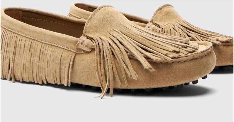 Scarosso Beige Suède Rijdersschoenen met Franje Beige Heren