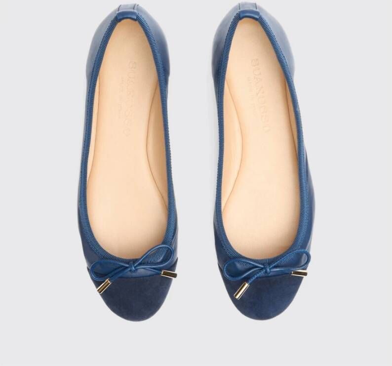 Scarosso Blauwe Tweed Ballet Flats met Veters Blue Dames